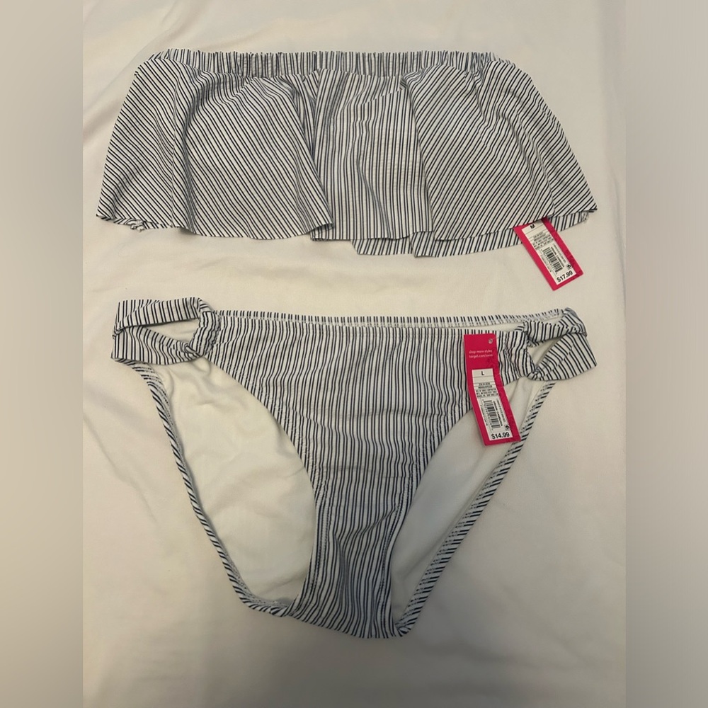 Grey Striped Bikini